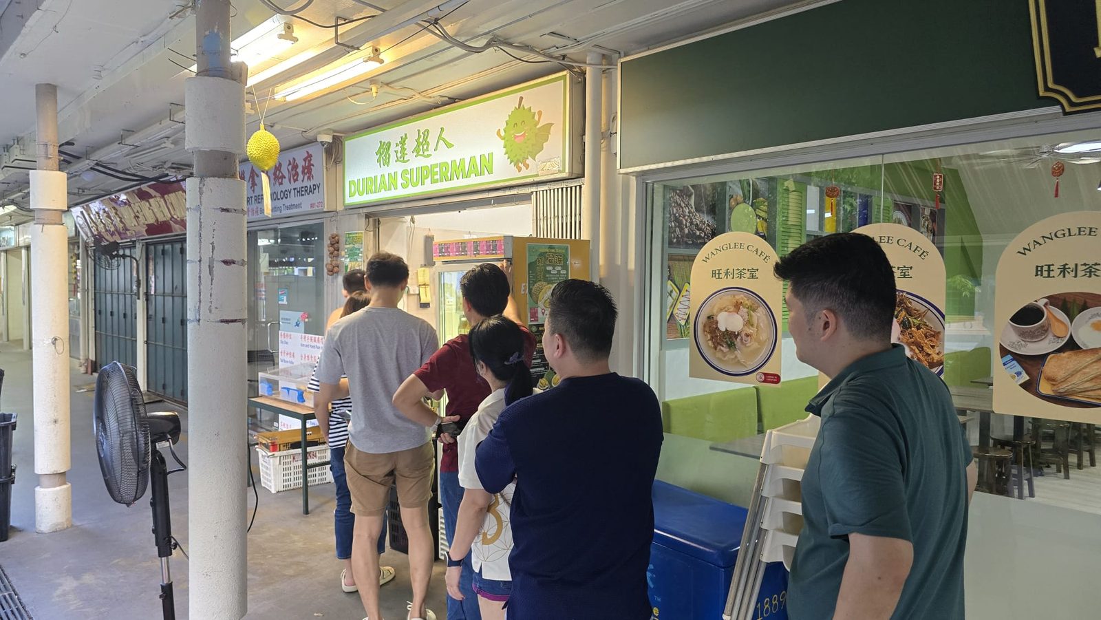Customers queueing at the Durian Superman stall in Toa Payoh